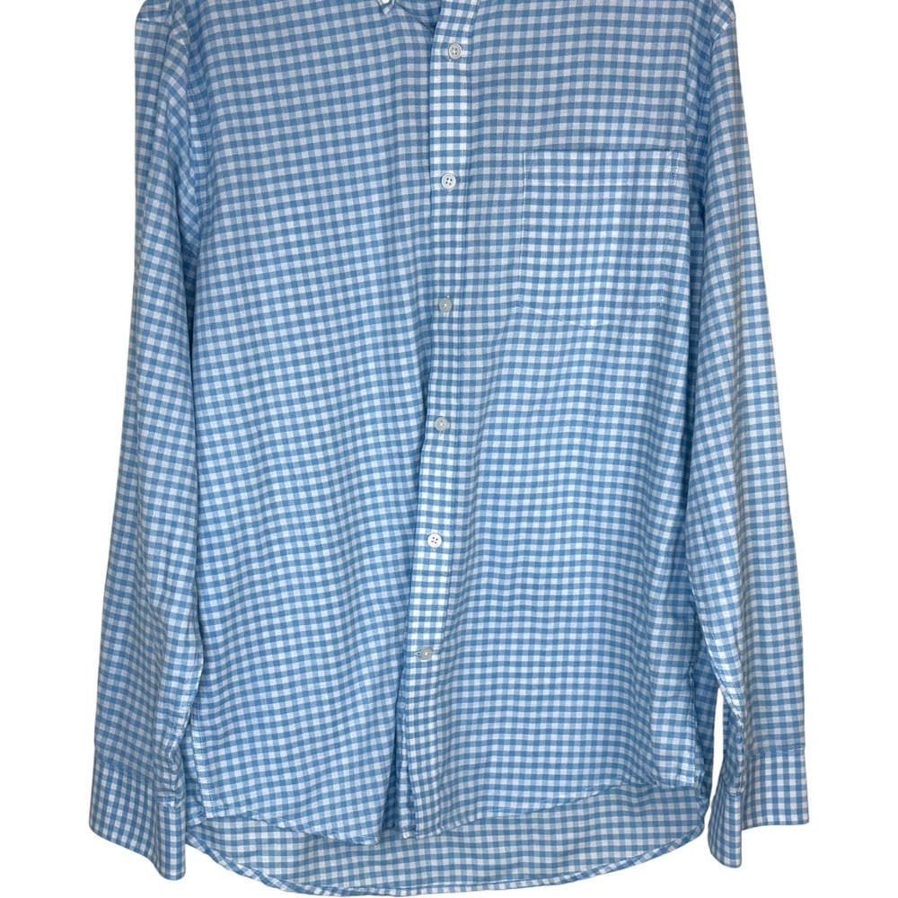 ST JOHNS BAY Mens L Blue White Gingham Stretch Long Sleeve Button Down Shirt - Picture 2 of 13
